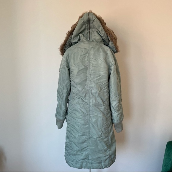 Diesel Blue Gray Removable Fur Trim Cargo Pocket Parka Winter Coat Size Medium - Picture 3 of 12